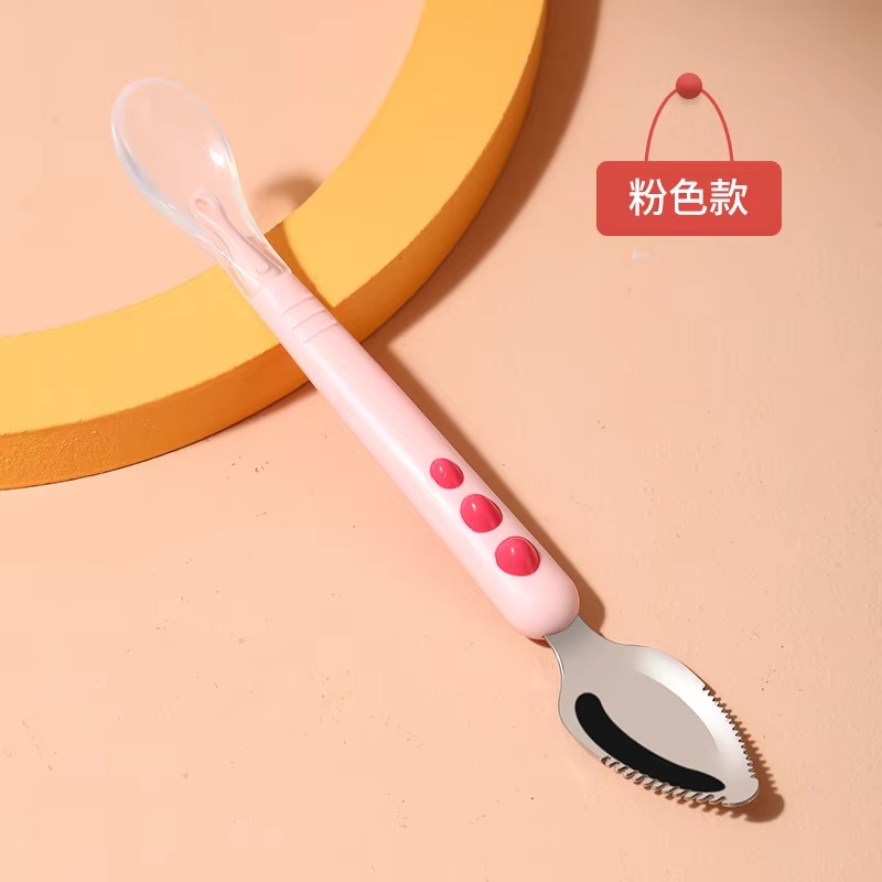 더블 헤드 베이비 스푼 실리콘 스테인레스 스틸 과일 스 - Baby Food Menu 리뷰 및 가격